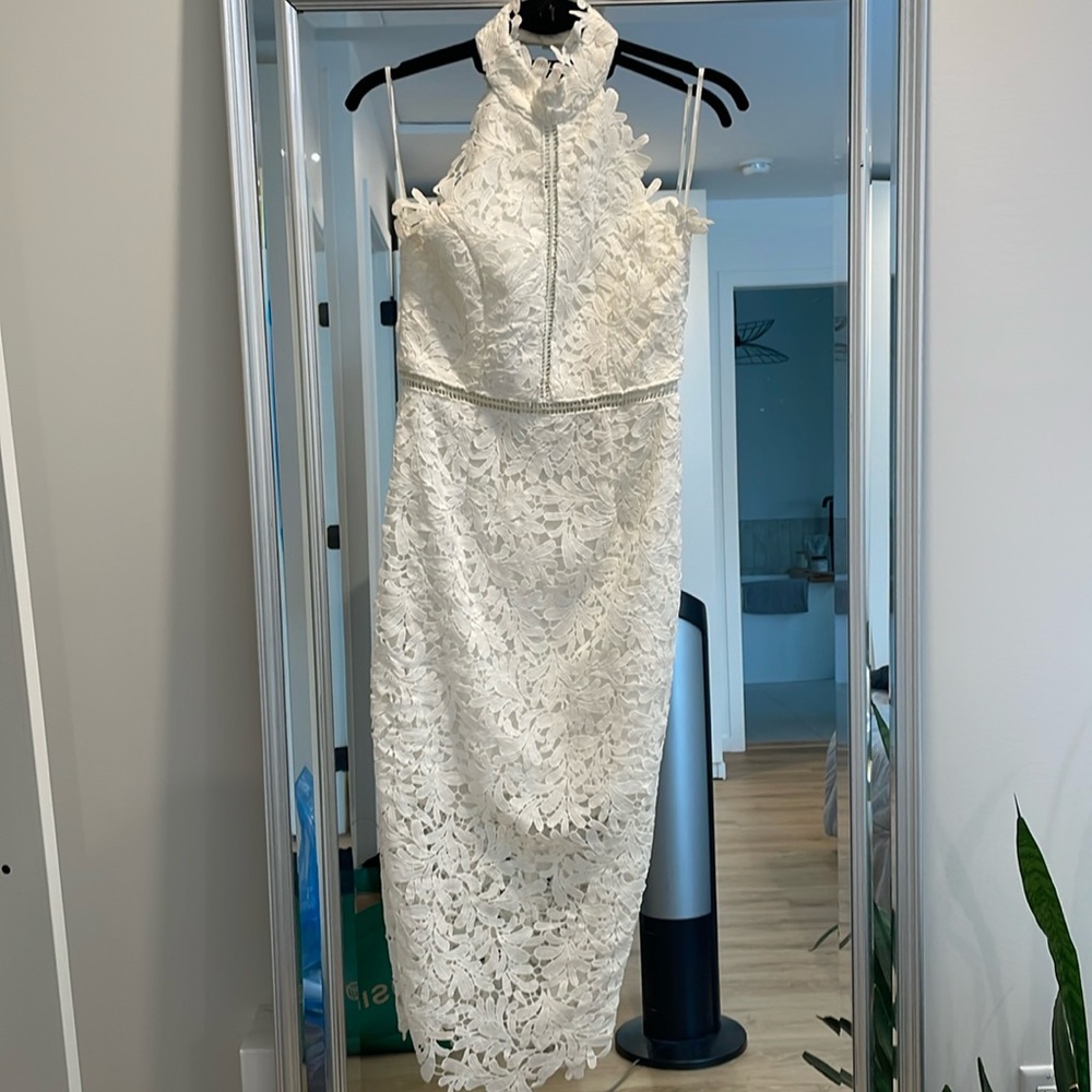 Lulus white high neck midi dress